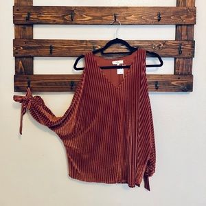 Dusty Rose Velvet Cold Shoulder Long Sleeve